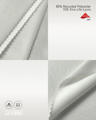 Vải Lycra kéo dài với 85% polyester tái chế, bảo vệ tia UV và chống ẩm cho quần áo hoạt động và quần áo bơi