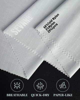 68% Nylon RB lạnh 3% Nylon 29% Lycra Thông tin vật liệu trong vải Lycra tái chế cho quần áo bền và thoải mái