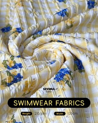 High Chlorine Resistance Textured Swim Fabric with 92% Recycled Nylon + 8% Spandex and 215gsm Weight for Durable Swimwear